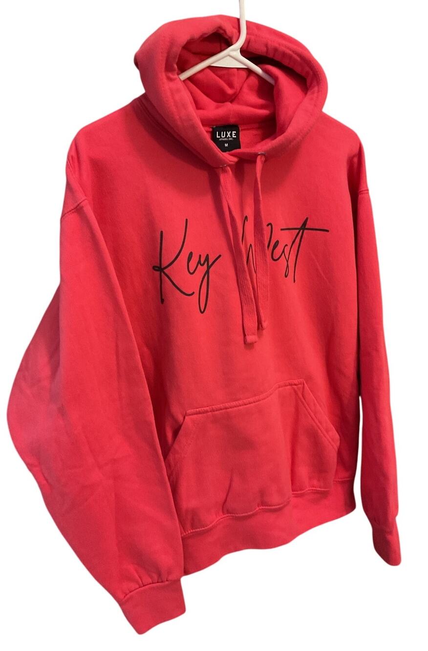 NEW LUXE APPAREL Key West Pinkish Red Pullover Hoodie Sweatshirt Size Medium